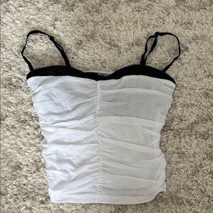 ReoRia Black and White Ruched Camisole